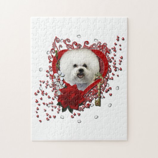 Puzzle Valentines - clé à mon coeur - Bichon Frise (Vertical)