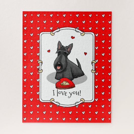 Puzzle Valentine's Day (red) Scottie Dog (black) Cute (Vertical)