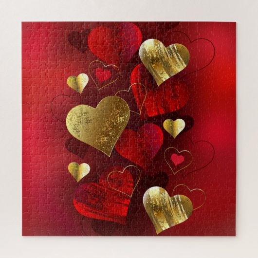 Puzzle Valentines dorées et rouges (Vertical)
