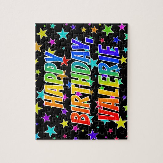 Puzzle "VALERIE" Prénom, amusant "HEUREUX ANNIVERSAIRE" (Vertical)