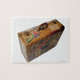 Puzzle valise à l'ancienne avec autocollants