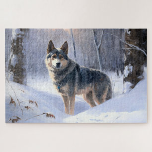Puzzle Vallhund suédois Laisser neiger Noël