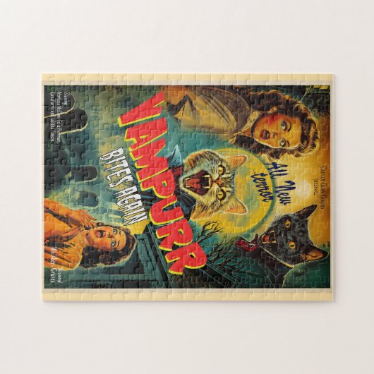 Puzzle Vampire chat - affiche d'horreur rétro (Horizontal)