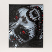 Puzzle Vampire Demon Portrait – Gothic Horror Fantasy Art (Vertical)