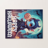 Puzzle Vampire mangeant des bonbons Joyeux Halloween (Horizontal)