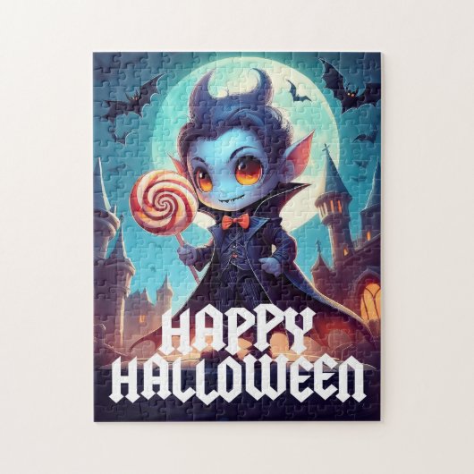 Puzzle Vampire mangeant des bonbons Joyeux Halloween (Vertical)