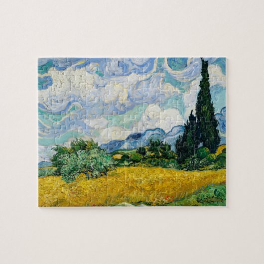 Puzzle Van Gogh peignant Champ de blé avec cyprès (Horizontal)