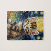 Puzzle Van Gogh Style Starry Night Cat (Horizontal)