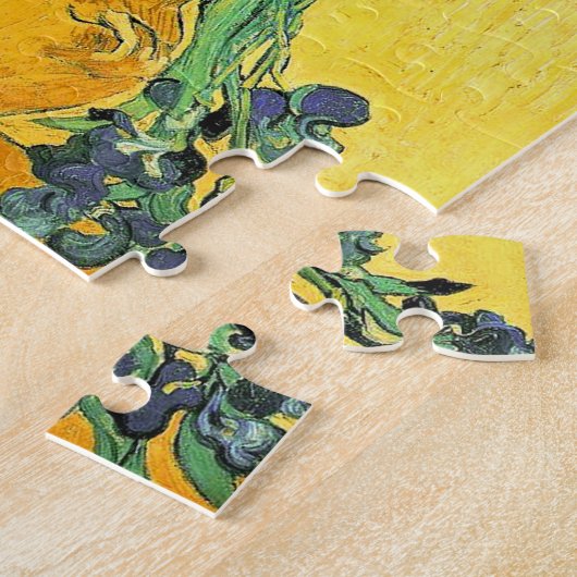 Puzzle Van Gogh - Vase avec Irises Arrière - plan jaune (Côté)