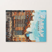 Puzzle Varsovie Pologne Travel Art Vintage (Horizontal)