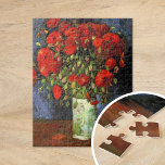 Puzzle Vase avec des papillons rouges | Vincent van Gogh<br><div class="desc">Vase with Red Poppies de Vincent van Gogh est un tableau captivant qui met en valeur l’utilisation dynamique de la couleur et de la brosse expressive de l’artiste. Le tableau présente un vase de terre simple rempli de coquelicots cramoiseux et audacieux, dressé contre un arrière - plan texturé et muet....</div>