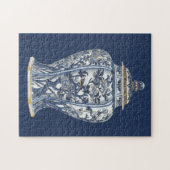 Puzzle Vase en porcelaine bleue et blanche de Vision Stud (Horizontal)