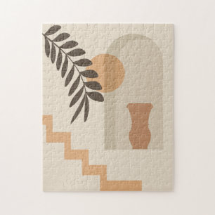 Puzzle Vase Feuille Escalier Soleil, Art Géométrique Abst