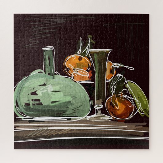 Puzzle Vase verte à vin de fruits expressionniste (Vertical)