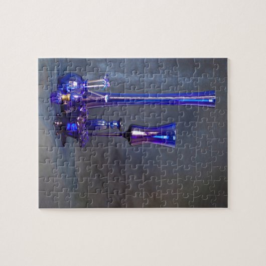 Puzzle Vases verticales en verre bleu (Horizontal)