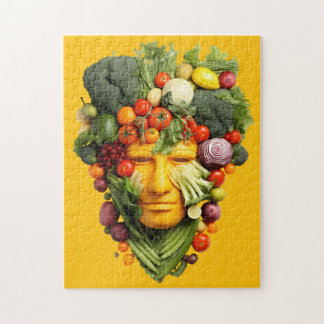 Puzzle Vegetable Face Art | Creative Vegan Food Portrait 