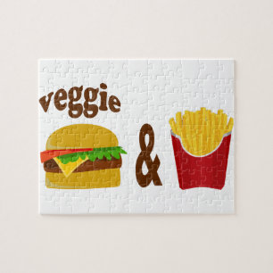 Puzzle Veggie Burger and Fries