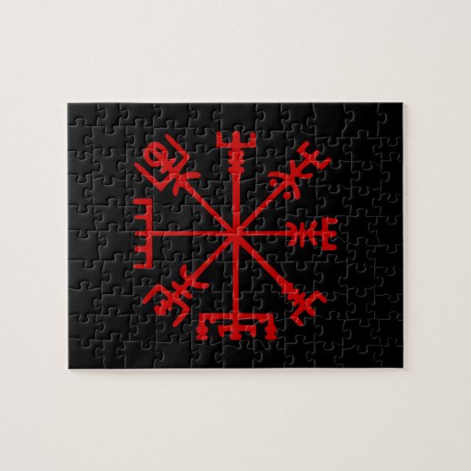 Puzzle Vegvísir rouge sang (boussole de Viking) (Horizontal)