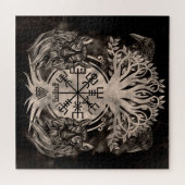 Puzzle Vegvisir -Yggdrasil Avec Ravens & Loups (Horizontal)