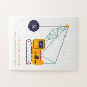 Puzzle Véhicule de grue de construction jaune Monogrammes (Horizontal)