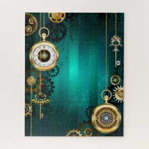 Puzzle Veille bijoux Steampunk sur un Arrière - plan vert