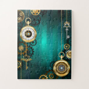 Puzzle Veille bijoux Steampunk sur un Arrière - plan vert