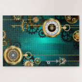 Puzzle Veille bijoux Steampunk sur un Arrière - plan vert (Horizontal)