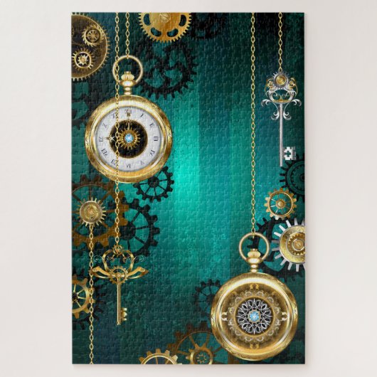 Puzzle Veille bijoux Steampunk sur un Arrière - plan vert (Vertical)