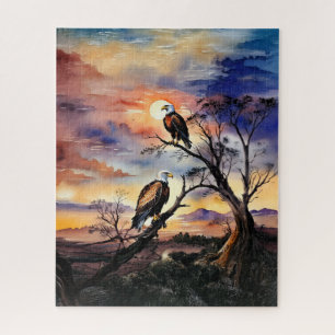 Puzzle Veille du coucher de soleil des aigles