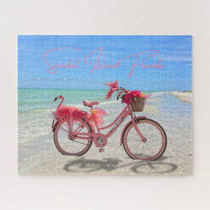 Puzzle Vélo flamant rose mignon sur la plage de Sanibel I