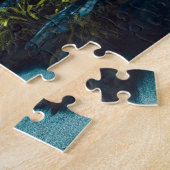 Puzzle Velociraptor et T-Rex dans la jungle préhistorique (Côté)