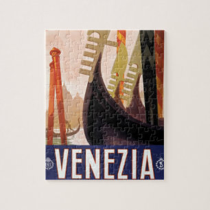 Puzzle Venezia, Venise, Italie Gondoles Art de voyage vin