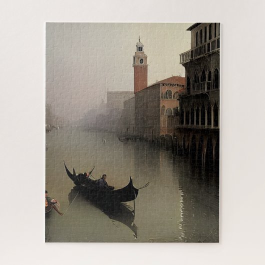 Puzzle Venice Italy Canal and Gondola Painting Postcard (Vertical)
