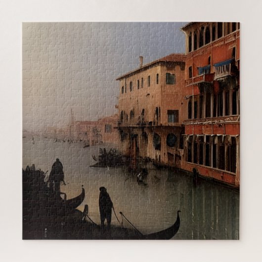 Puzzle Venice Italy Canal and Gondolas Painting (Vertical)