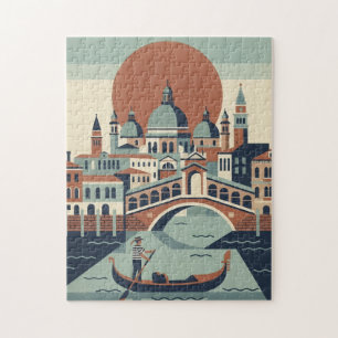 Puzzle Venise rétro Italie Voyage vintage Gondole Canal