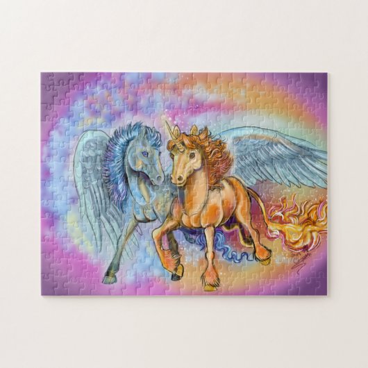 Puzzle Vent et flamme licorne pegasus~puzzle (Horizontal)