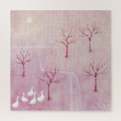 Puzzle Verger rose avec peinture paysage d'oies (Vertical)