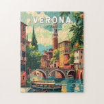 Puzzle Vérone Italie Travel Art Vintage<br><div class="desc">Vérone rétro design de voyage vectoriel. Vérone est une ville du nord de l'Italie de la Vénétie,  avec une vieille ville médiévale construite entre les méandres de la rivière Adige. C’est célèbre pour être le cadre de "Roméo et Juliette" de Shakespeare.</div>