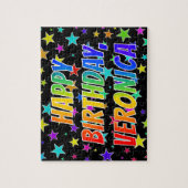 Puzzle "VERONICA" Prénom, Amusant "HEUREUX ANNIVERSAIRE" (Vertical)