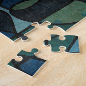 Puzzle Verre Teinté Numérique Abstrait Bleu Vert (Côté)