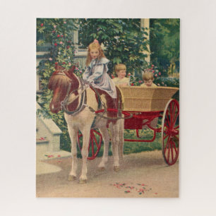 Puzzle vers 1910 enfants et charrue à cheval