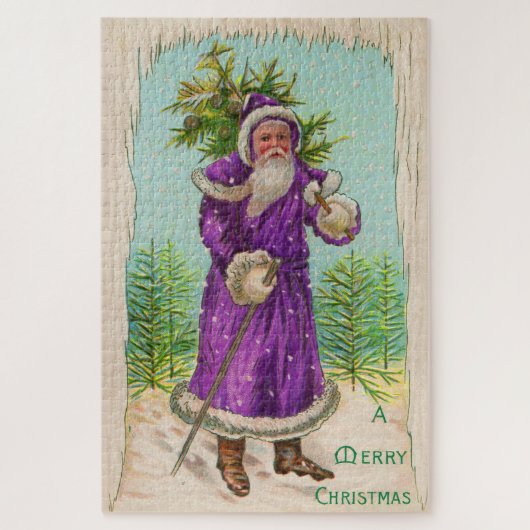 Puzzle vers 1910 Père Noël en robe violette (Vertical)