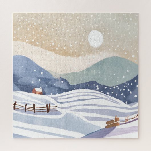 Puzzle Versant enneigé | Hiver aquarelle (Vertical)