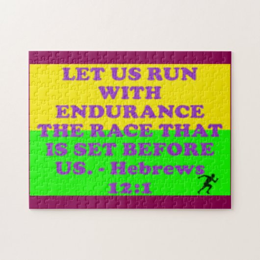 Puzzle verset biblique des Hébreux 12:1. (Horizontal)