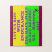 Puzzle verset biblique des Hébreux 12:1. (Vertical)