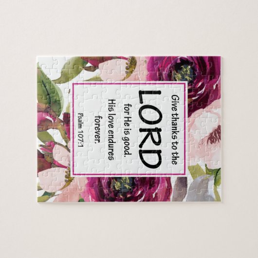 Puzzle verset de la Bible Florale pourpre (Horizontal)