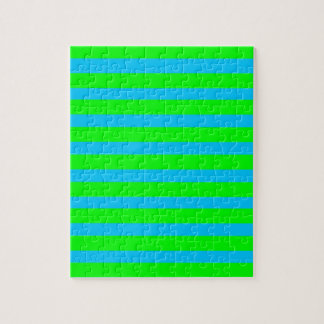 Puzzle Vert de chaux au néon et rayures bleues turquoises