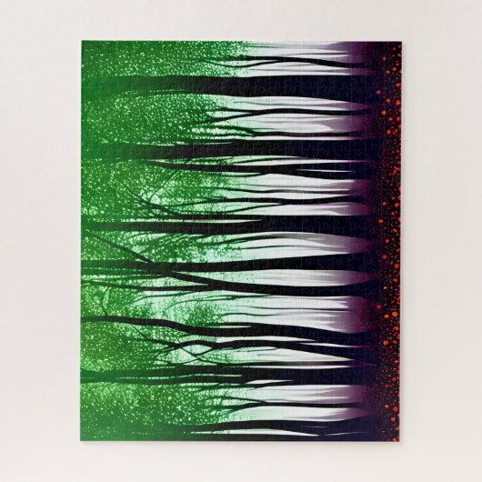 Puzzle Vert doux violet rouge Forêt mystique (Vertical)