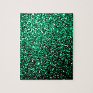 Puzzle Vert émeraude faux paillettes scintillent