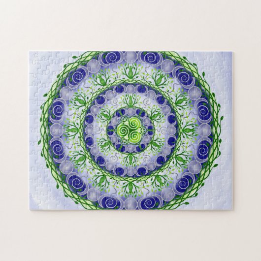 Puzzle Vert et bleu Triple Lune déesse Mandala (Horizontal)